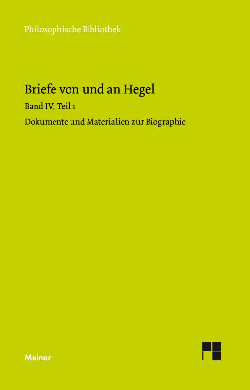 Cover-Bild Briefe von und an Hegel. Band 4, Teil 1