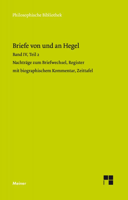 Cover-Bild Briefe von und an Hegel. Band 4, Teil 2