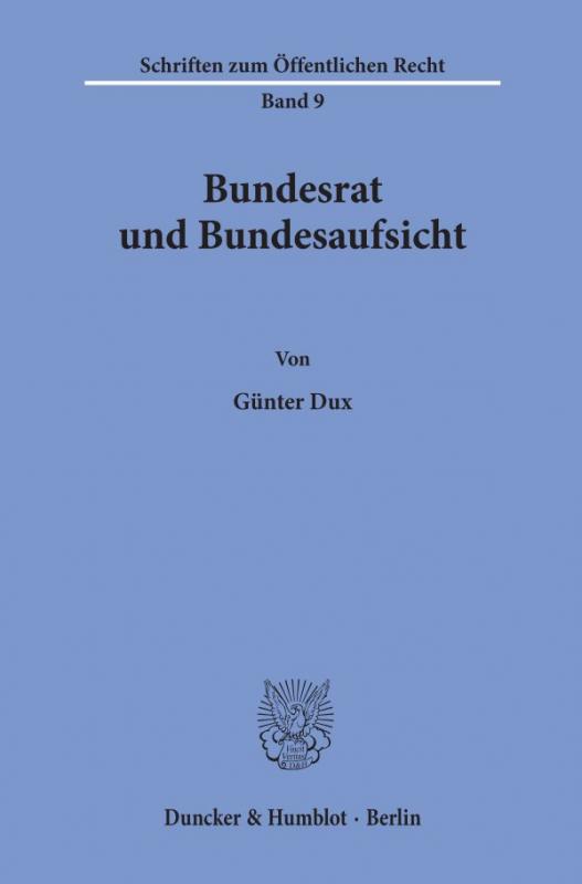 Cover-Bild Bundesrat und Bundesaufsicht.