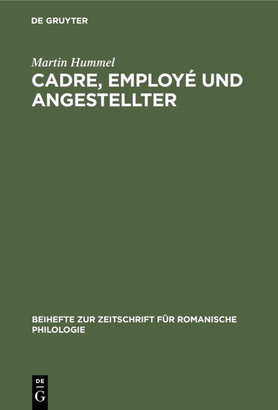 Cover-Bild Cadre, employé und Angestellter