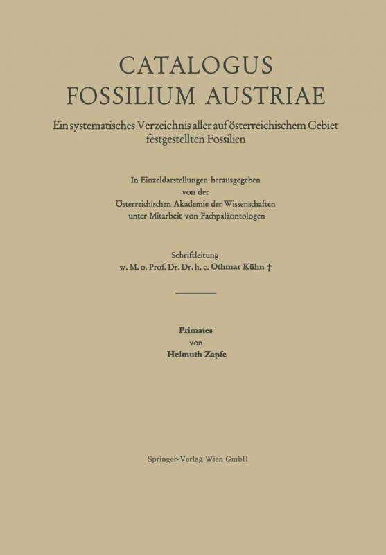 Cover-Bild Catalogus Fossilium Austriae Primates