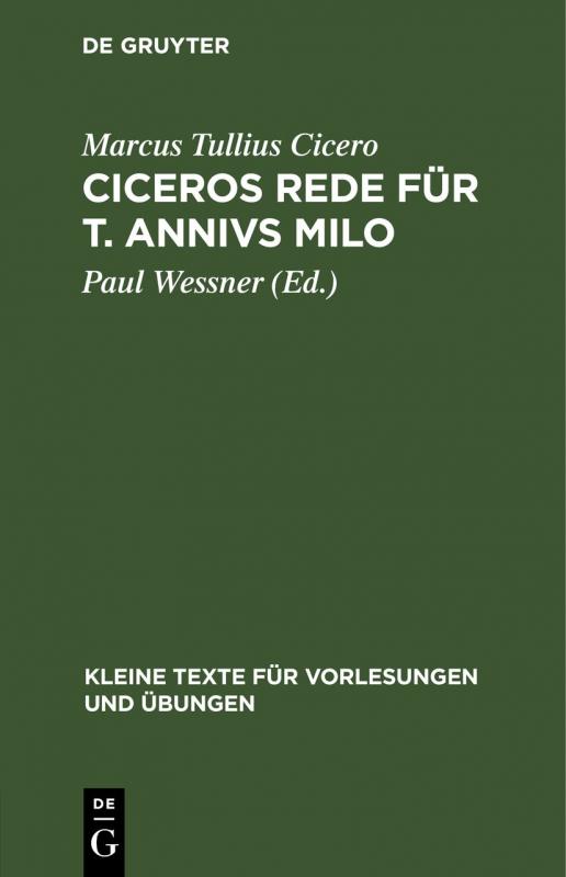 Cover-Bild Ciceros Rede für T. Annivs Milo