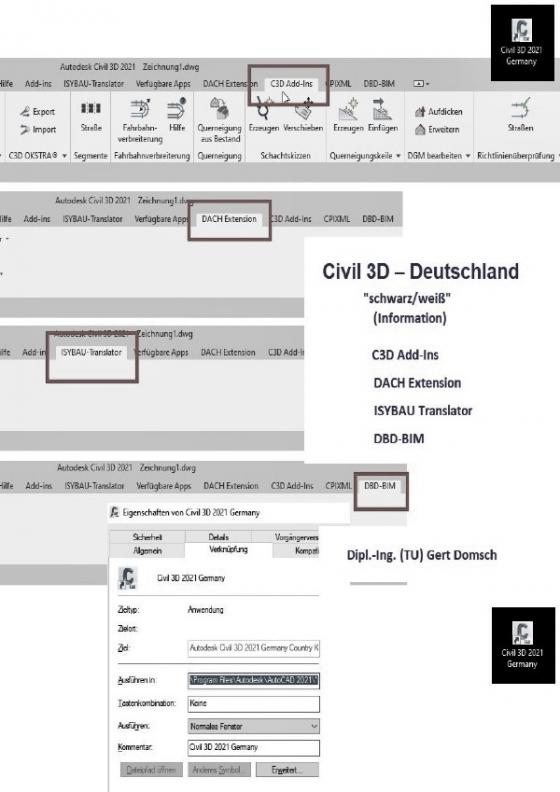 Cover-Bild Cvil 3D Deutschland / Add-Ons, Add-Ins und mehr, Civil 3D Deutschland (schwarz/weiß, zur Information)