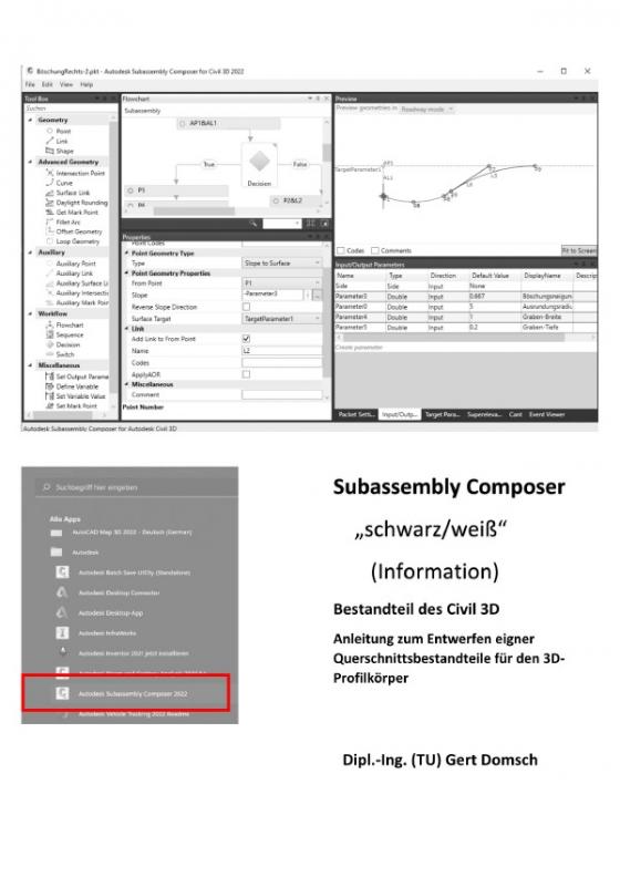 Cover-Bild Cvil 3D Deutschland / Subassembly Composer, Bestandteil des Civil 3D Deutschland (schwarz/weiß, zur Information)