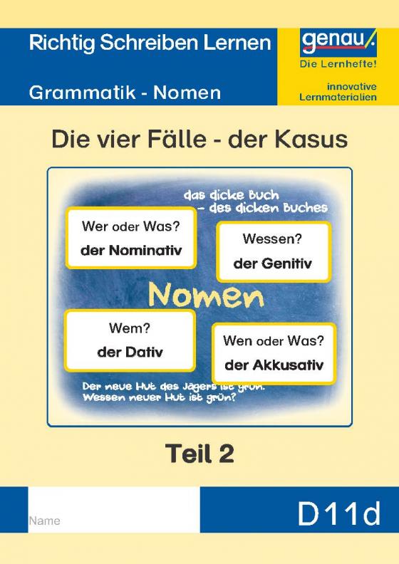 Cover-Bild D11d - Grammatik - Nomen, Die vier Fälle - der Kasus Teil 2