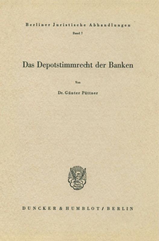 Cover-Bild Das Depotstimmrecht der Banken.