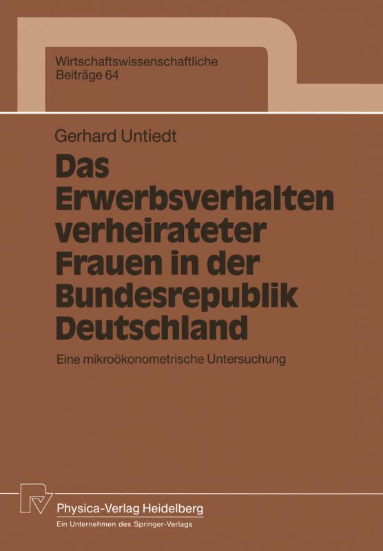 Cover-Bild Das Erwerbsverhalten verheirateter Frauen in der Bundesrepublik Deutschland
