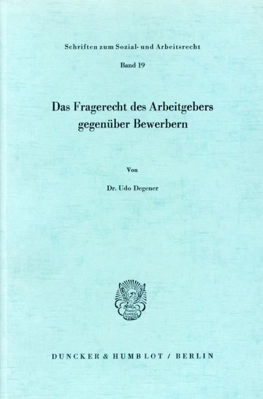 Cover-Bild Das Fragerecht des Arbeitgebers gegenüber Bewerbern.