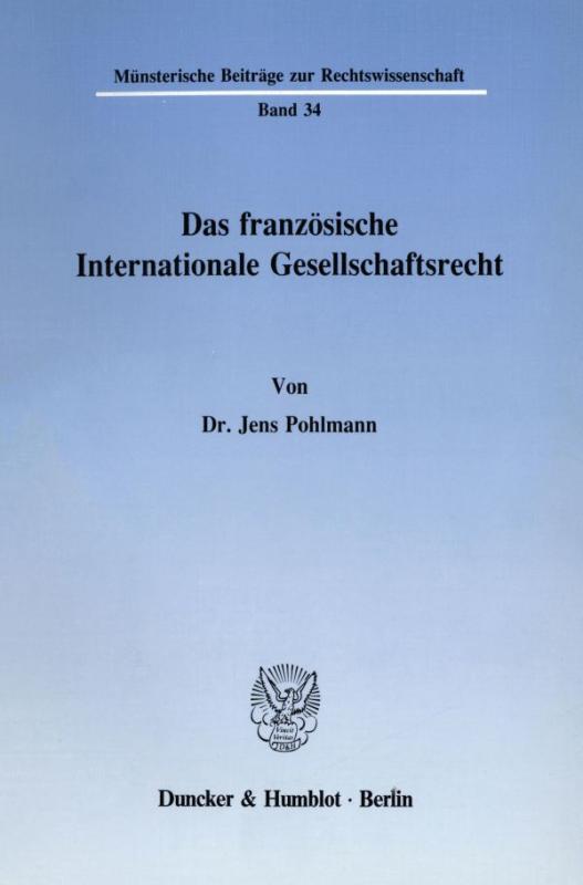 Cover-Bild Das französische Internationale Gesellschaftsrecht.