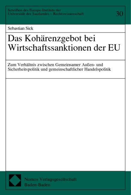 Cover-Bild Das Kohärenzgebot bei Wirtschaftssanktionen der EU