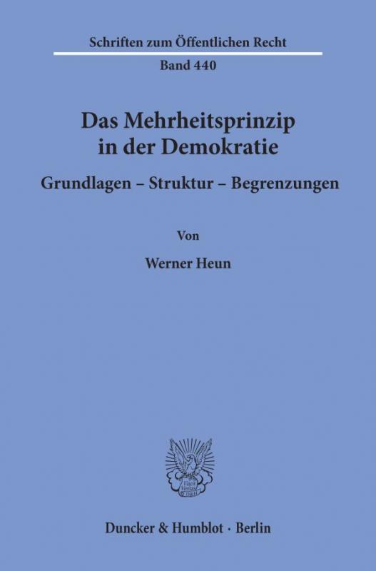 Cover-Bild Das Mehrheitsprinzip in der Demokratie. Grundlagen - Struktur - Begrenzungen.