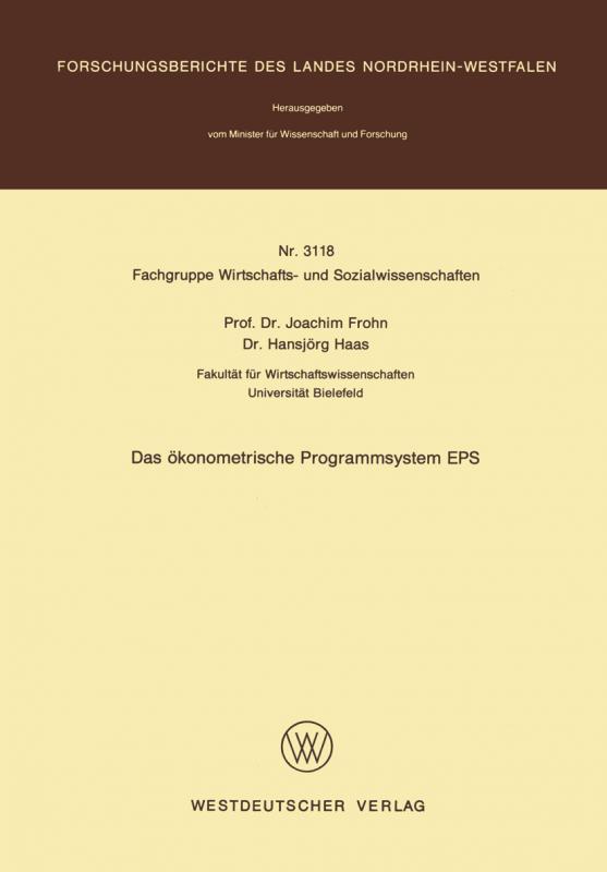 Cover-Bild Das ökonometrische Programmsystem EPS