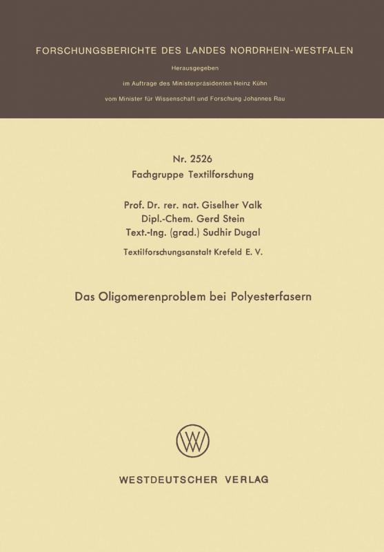 Cover-Bild Das Oligomerenproblem bei Polyesterfasern