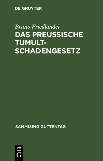 Cover-Bild Das preussische Tumultschadengesetz