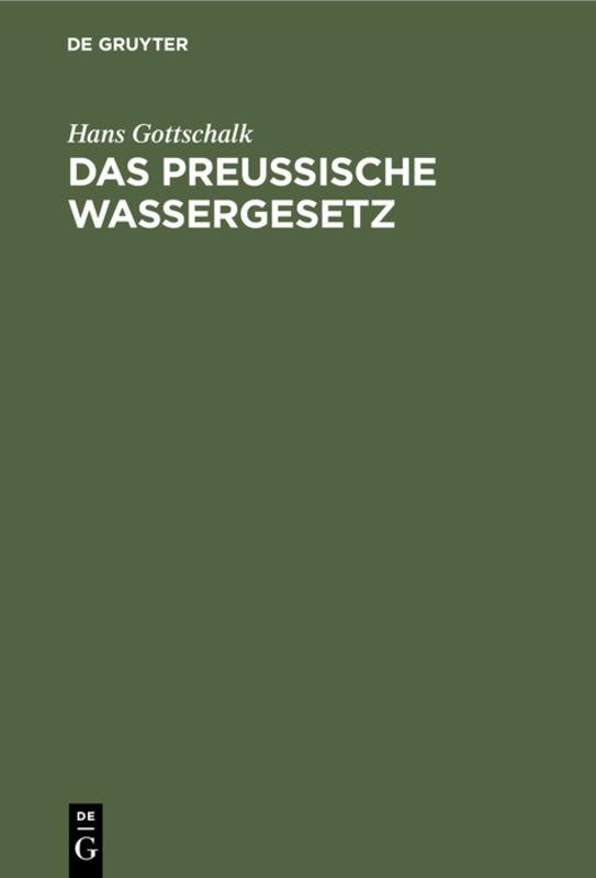 Cover-Bild Das preussische Wassergesetz