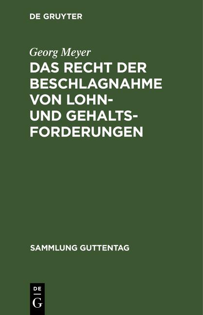 Cover-Bild Das Recht der Beschlagnahme von Lohn- und Gehaltsforderungen