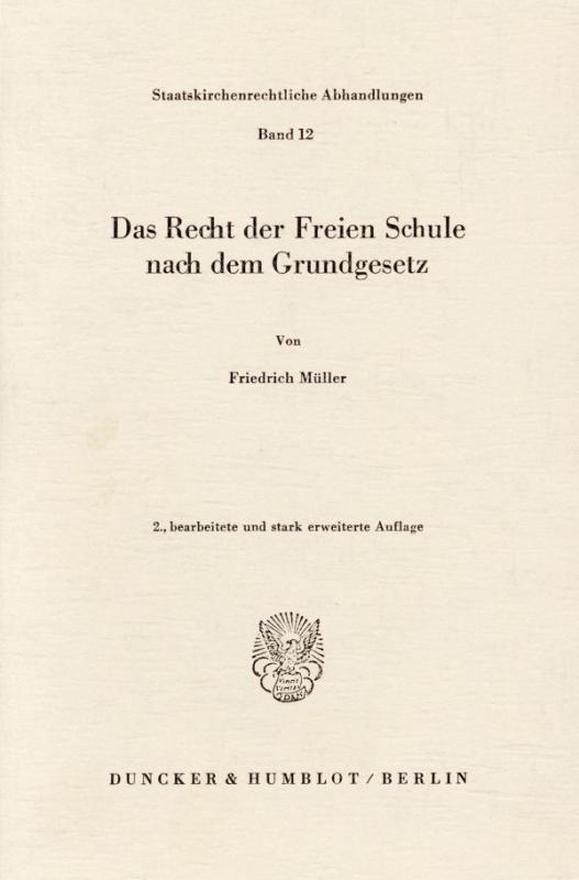 Cover-Bild Das Recht der Freien Schule nach dem Grundgesetz.