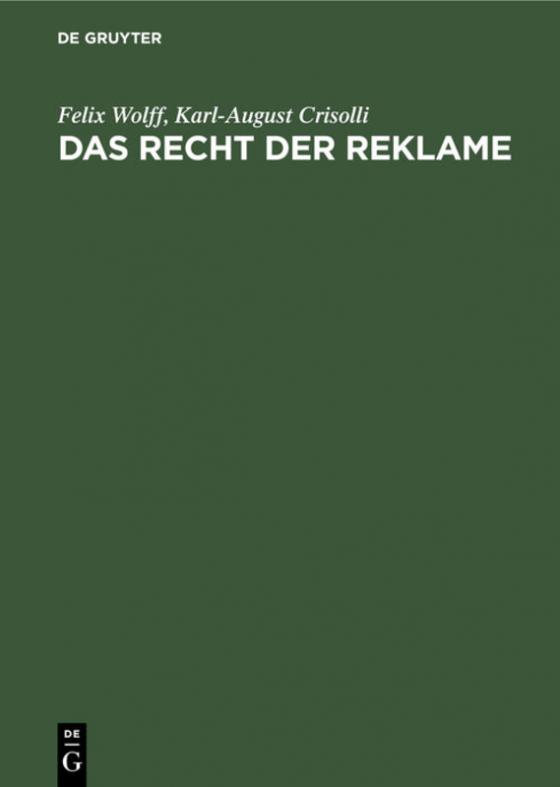 Cover-Bild Das Recht der Reklame