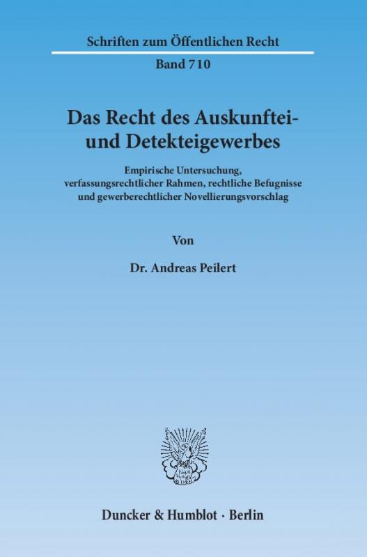 Cover-Bild Das Recht des Auskunftei- und Detekteigewerbes.