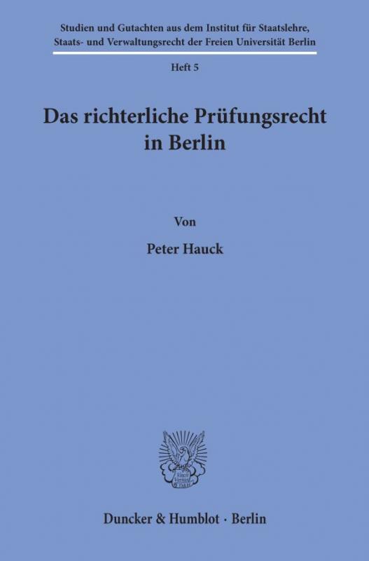 Cover-Bild Das richterliche Prüfungsrecht in Berlin.
