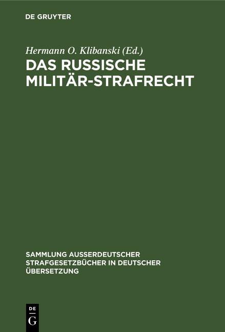 Cover-Bild Das Russische Militär-Strafrecht