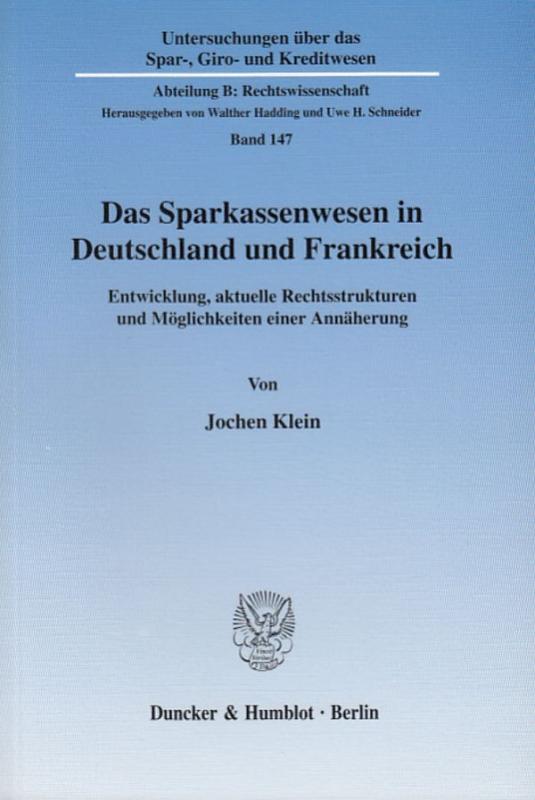 Cover-Bild Das Sparkassenwesen in Deutschland und Frankreich.