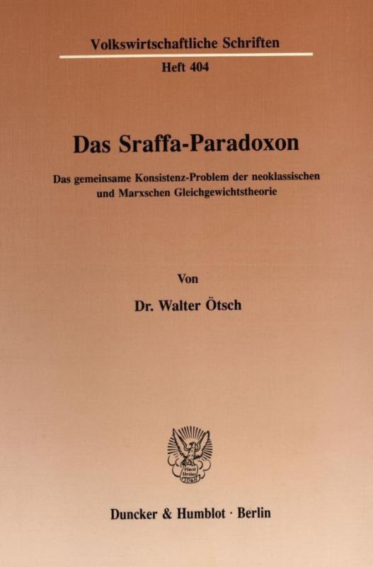 Cover-Bild Das Sraffa-Paradoxon.