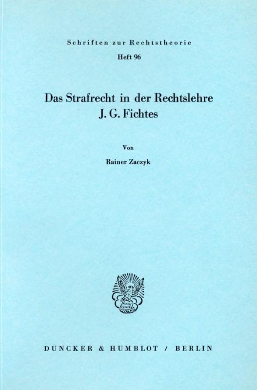 Cover-Bild Das Strafrecht in der Rechtslehre J. G. Fichtes.