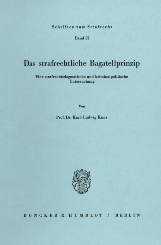 Cover-Bild Das strafrechtliche Bagatellprinzip.