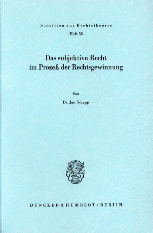Cover-Bild Das subjektive Recht im Prozeß der Rechtsgewinnung.