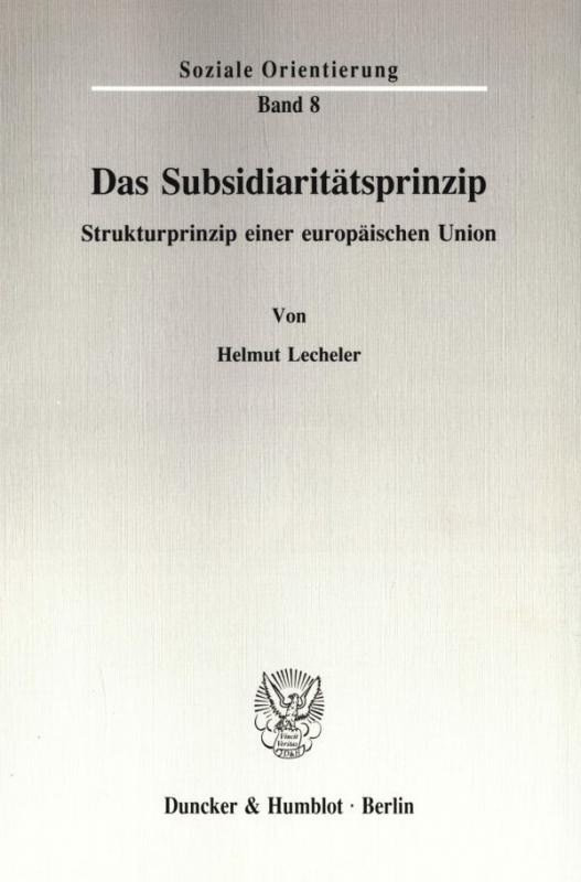Cover-Bild Das Subsidiaritätsprinzip.