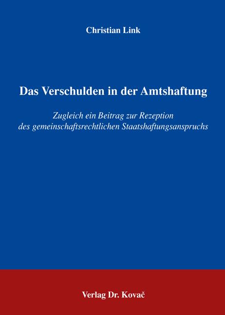 Cover-Bild Das Verschulden in der Amtshaftung