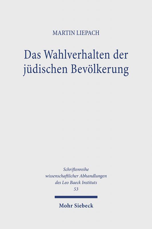 Cover-Bild Das Wahlverhalten der jüdischen Bevölkerung