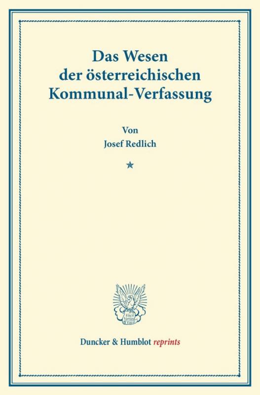 Cover-Bild Das Wesen der österreichischen Kommunal-Verfassung.