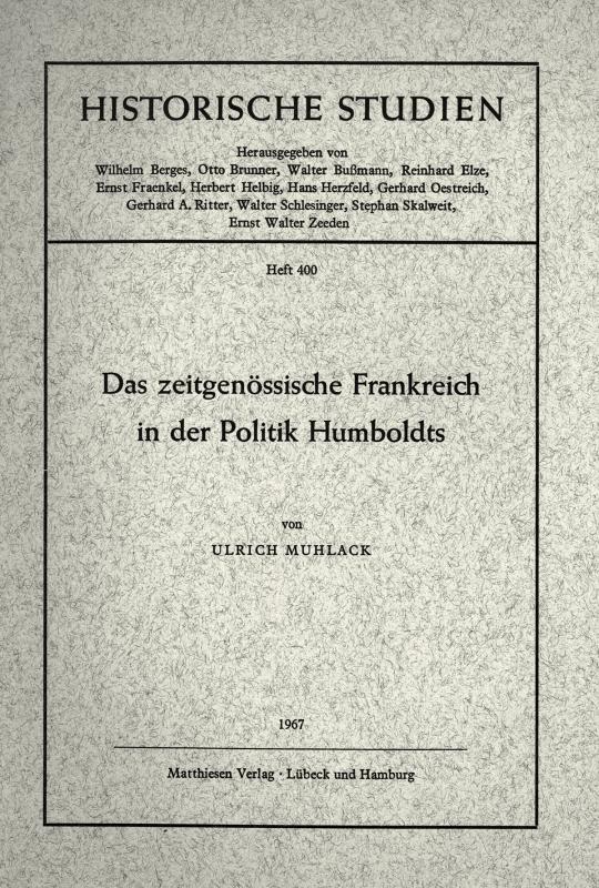 Cover-Bild Das zeitgenössische Frankreich in der Politik Humboldts