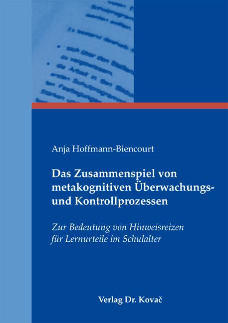 Cover-Bild Das Zusammenspiel von metakognitiven Überwachungs- und Kontrollprozessen