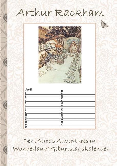 Cover-Bild Der 'Alice's Adventures in Wonderland' Geburtstagskalender