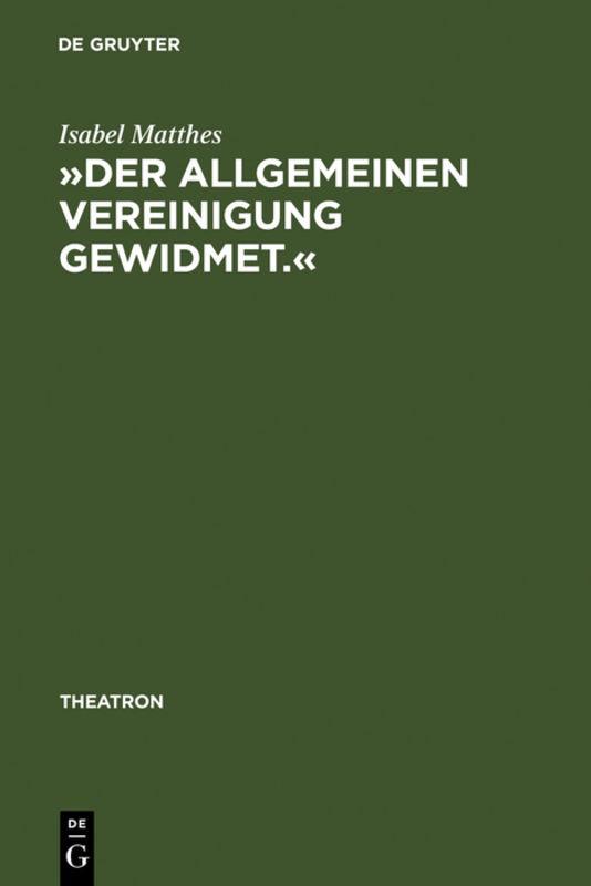 Cover-Bild »Der allgemeinen Vereinigung gewidmet.«