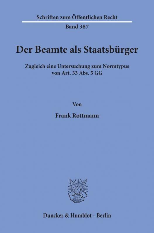 Cover-Bild Der Beamte als Staatsbürger.
