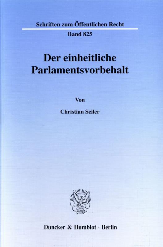 Cover-Bild Der einheitliche Parlamentsvorbehalt.
