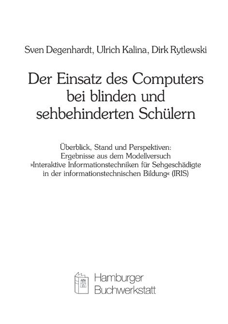 Cover-Bild Der Einsatz des Computers bei blinden und sehbehinderten Schülern