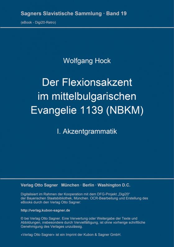 Cover-Bild Der Flexionsakzent im mittelbulgarischen Evangelie 1139 (NBKM)