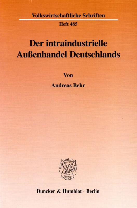 Cover-Bild Der intraindustrielle Außenhandel Deutschlands.