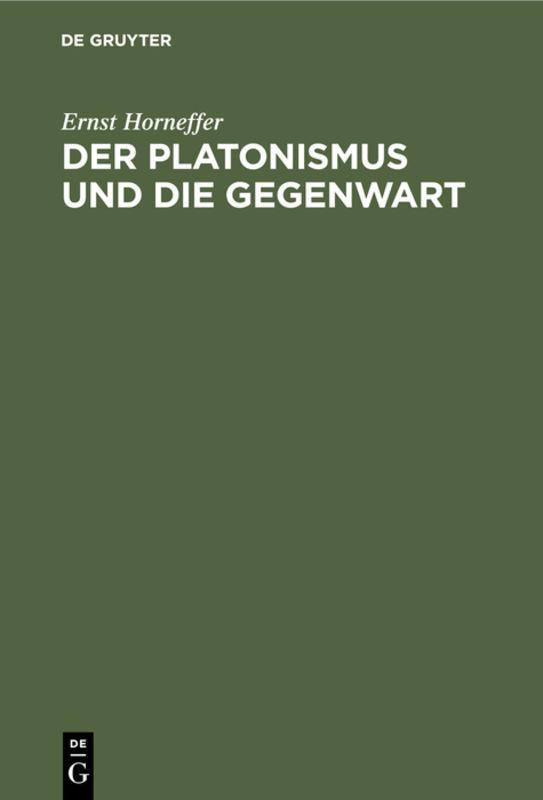 Cover-Bild Der Platonismus und die Gegenwart