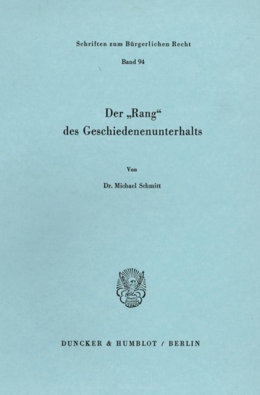 Cover-Bild Der "Rang" des Geschiedenenunterhalts.
