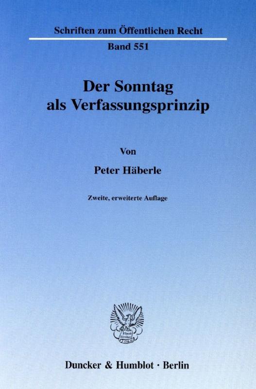 Cover-Bild Der Sonntag als Verfassungsprinzip.
