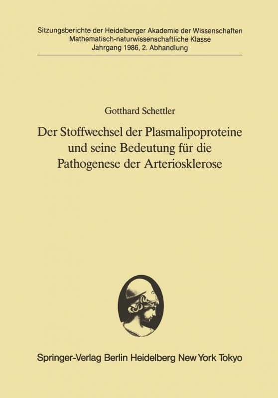 Cover-Bild Der Stoffwechsel der Plasmalipoproteine und seine Bedeutung für die Pathogenese der Arteriosklerose