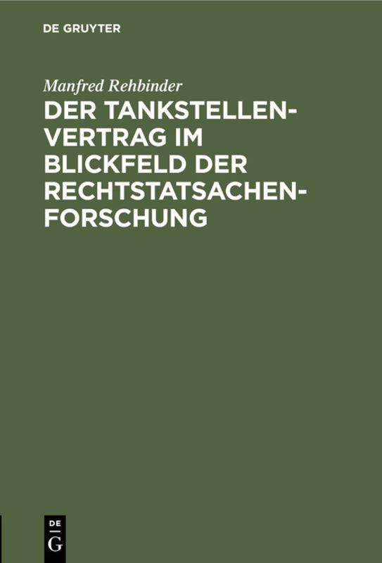 Cover-Bild Der Tankstellenvertrag im Blickfeld der Rechtstatsachenforschung