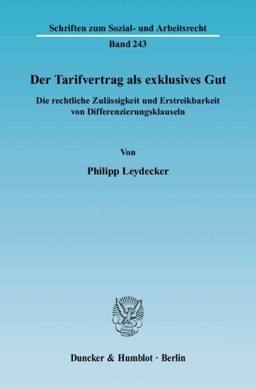 Cover-Bild Der Tarifvertrag als exklusives Gut.