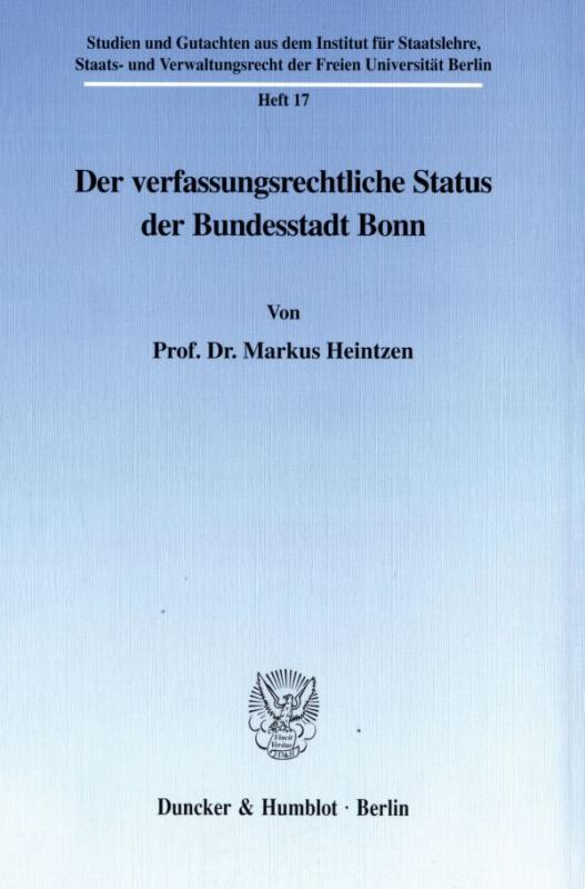 Cover-Bild Der verfassungsrechtliche Status der Bundesstadt Bonn.